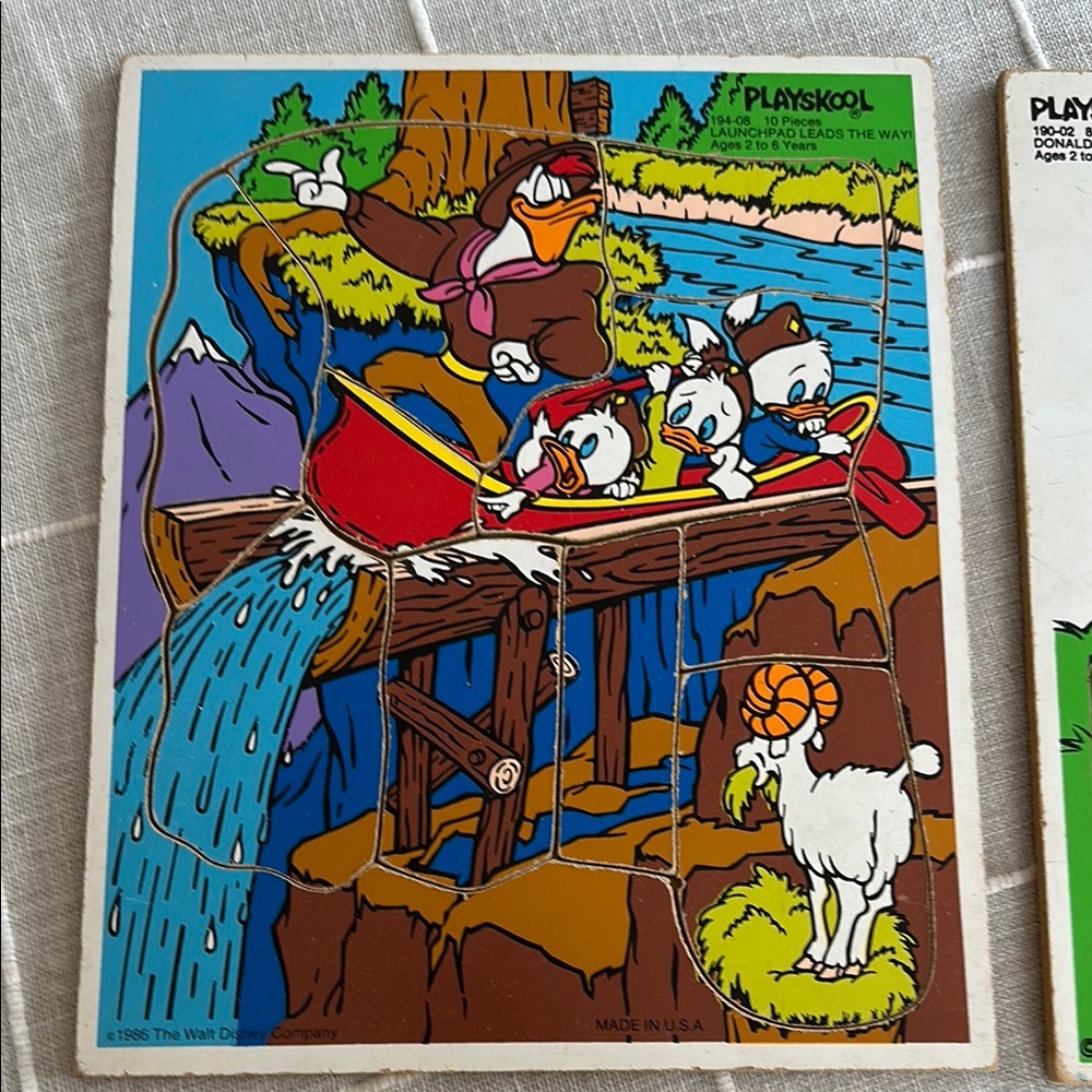 Set of Two Vintage 80s Preskool Wooden Disney Puzzle